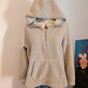 Old Navy Loose Sherpa Quarter-Zip Pullover Hoodie